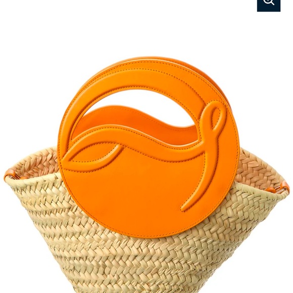 Christian Louboutin raffia and orange bag . Never used . - Picture 2 of 6